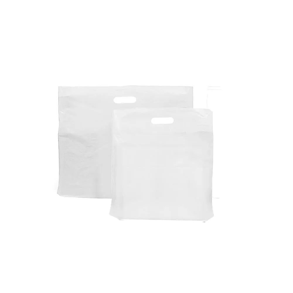 15 x 18 x 3 30mu White Patch Handle Plastic Carrier Bags (B4)