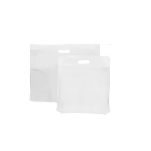 15 x 18 x 3 30mu White Patch Handle Plastic Carrier Bags (B4)