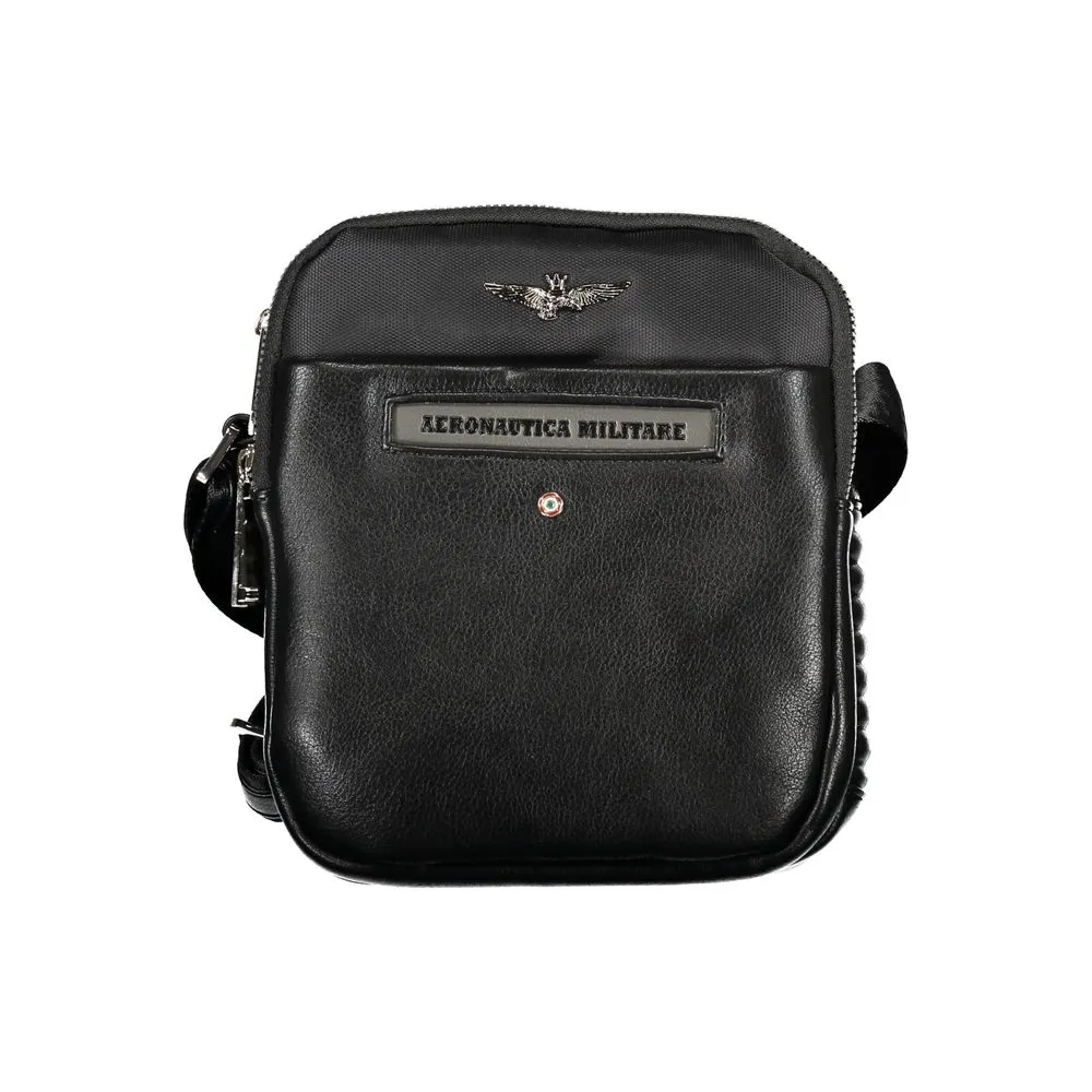 Aeronautica Militare Sleek Black Dual-Compartment Shoulder Bag