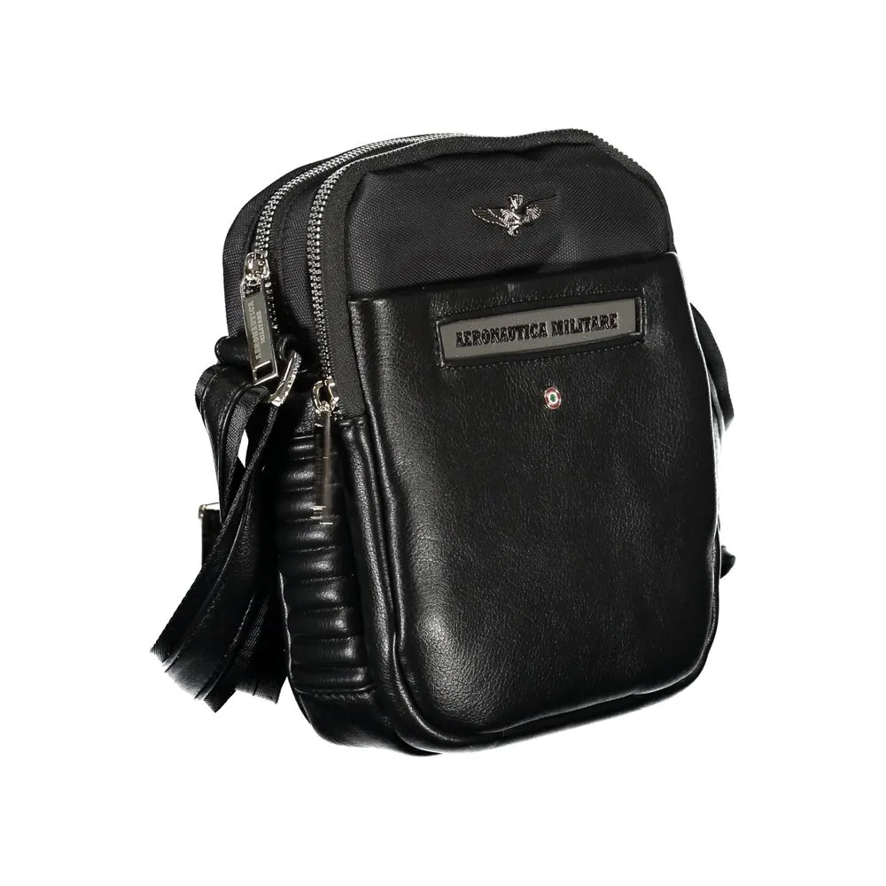 Aeronautica Militare Sleek Black Dual-Compartment Shoulder Bag