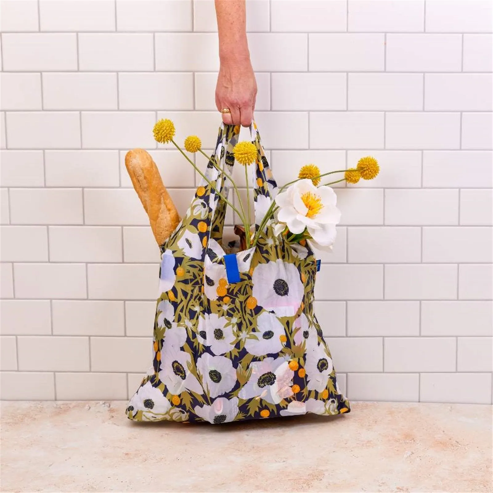 Anemone Poppy blu Reusable Shopping Bag-Machine washable