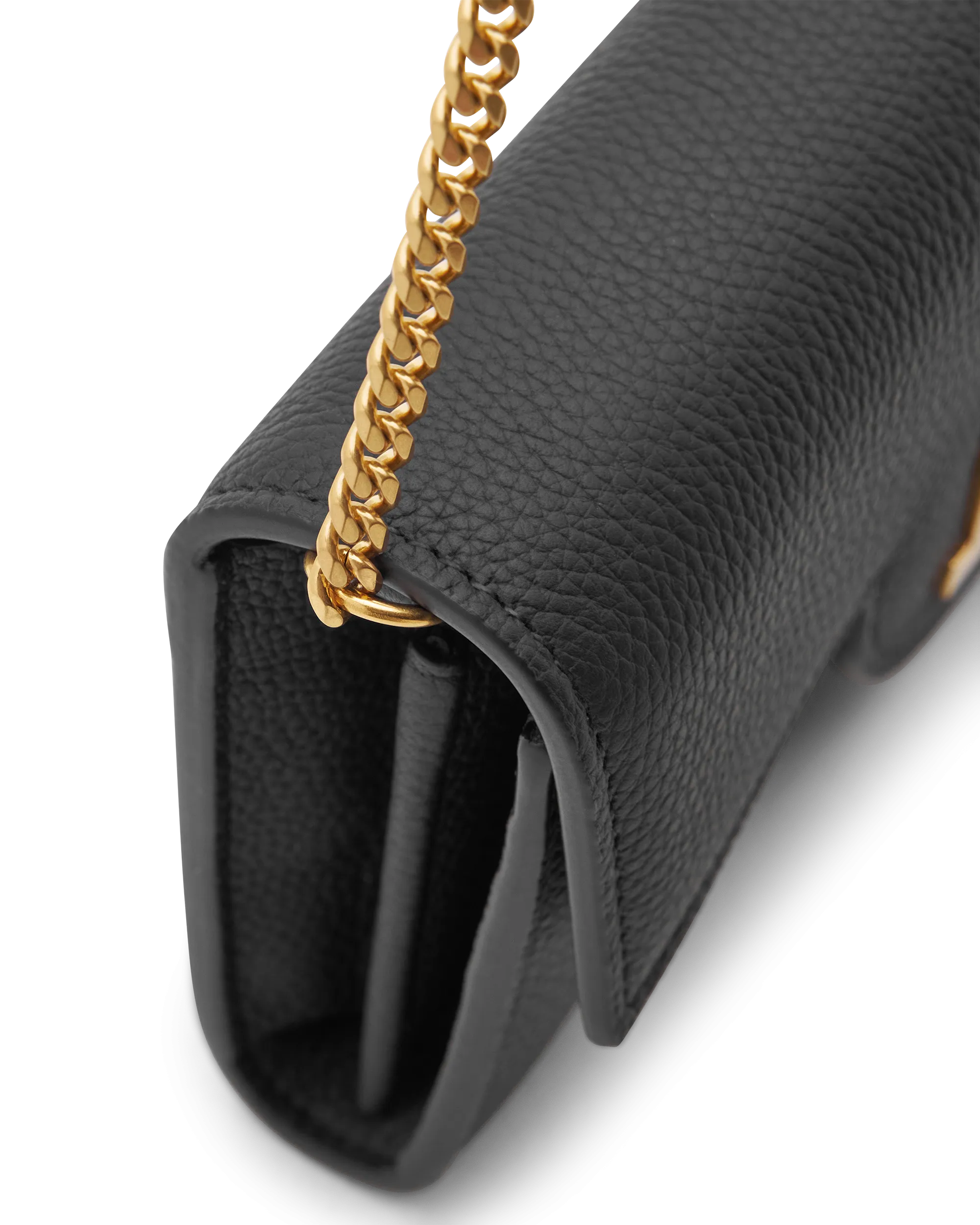 B-Buzz Grained Leather Wallet On Chain