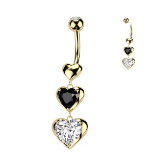 Belly Ring - Heart Dangle - Gold