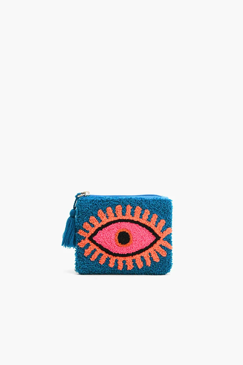 Blazing Blue evil eye coin pouch