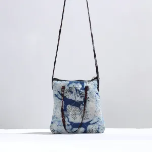 Blue - Handmade Quilted Cotton Batik Printed Sling Bag 09