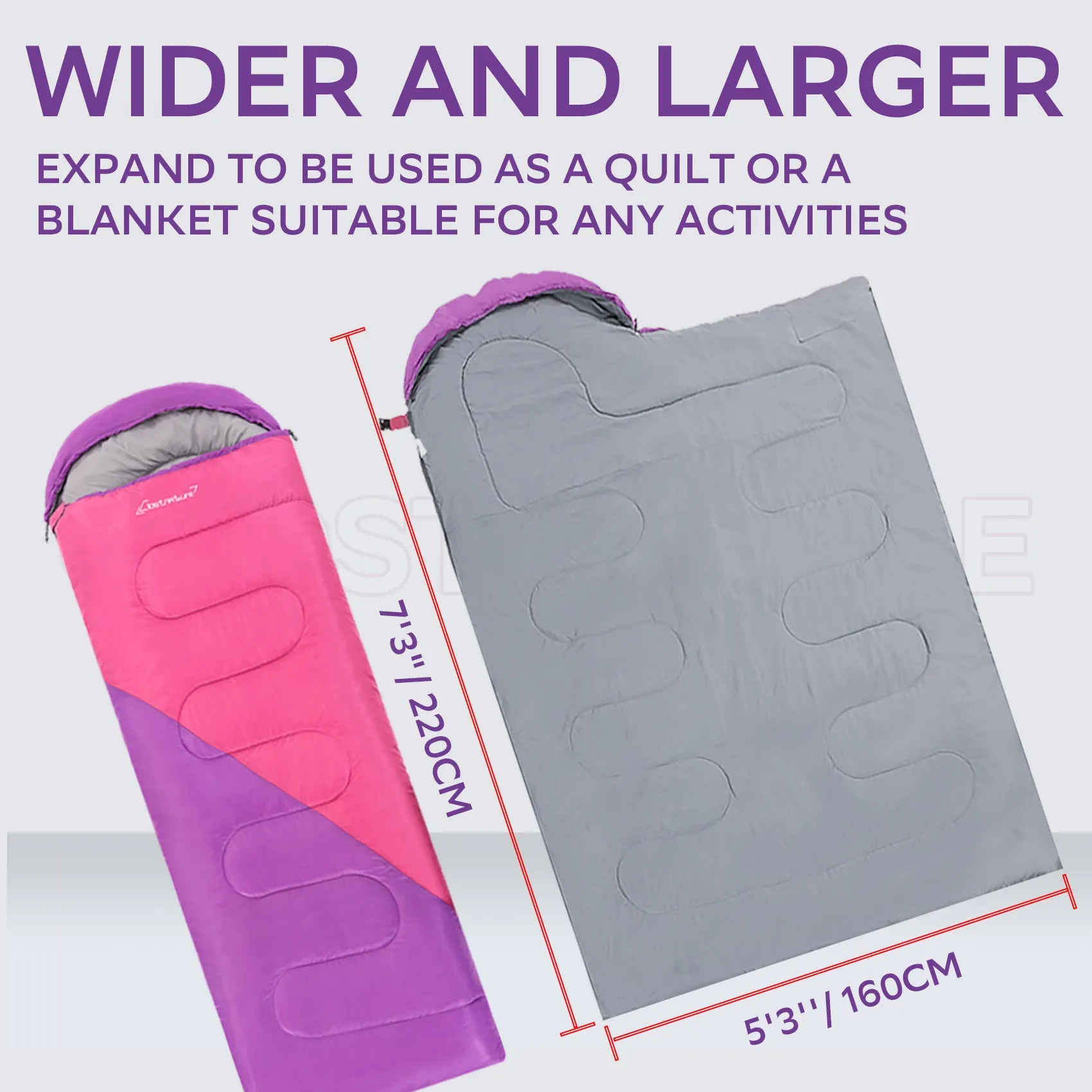 Clostnature Sleeping Bag for Adults and Kids - Compact Lightweight Sleeping Bag（Left zipper）