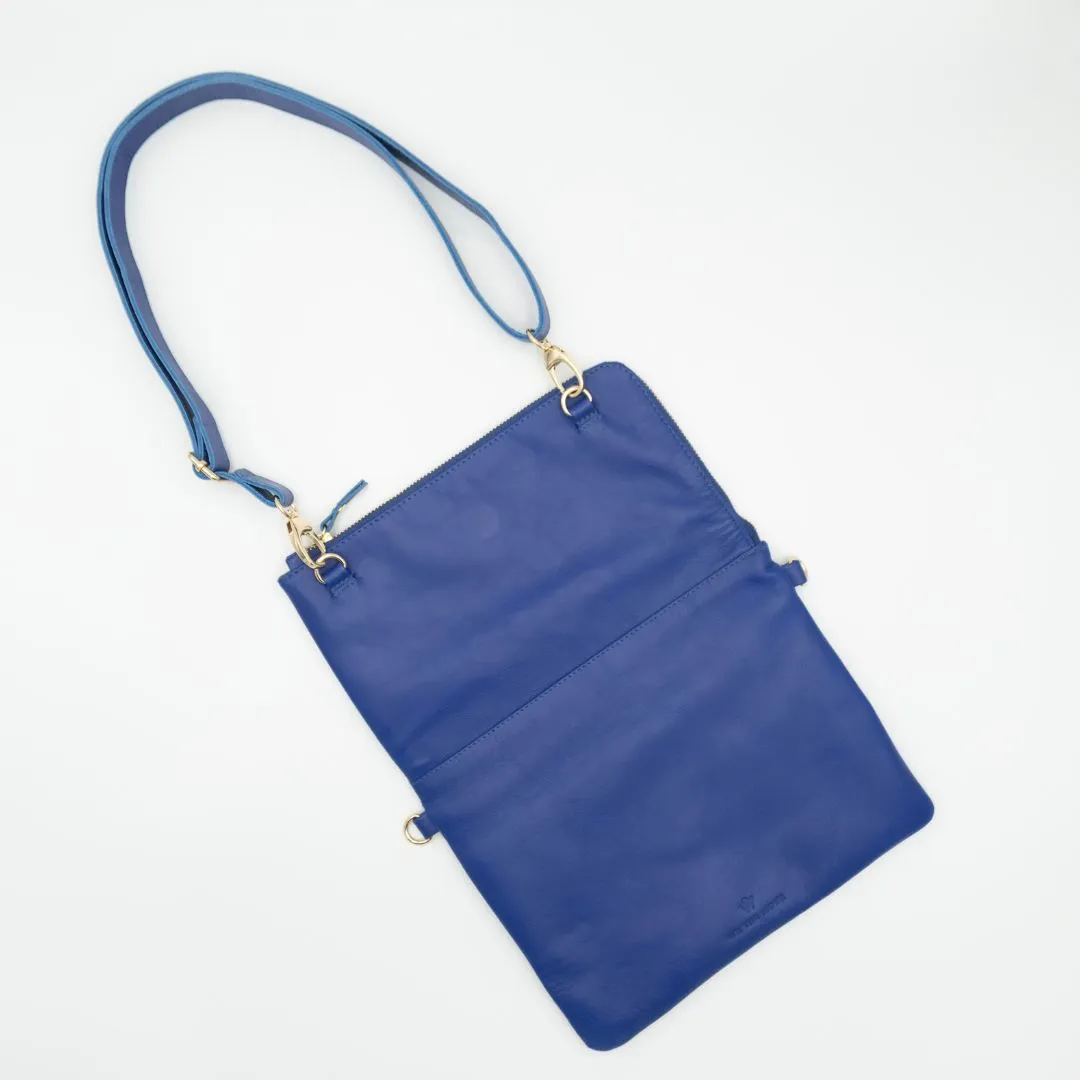 Cobalt Convertible Clutch (w Gold Fittings)