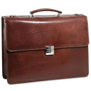 CrookhornDavis Men's Hand Stained Vegetable Tanned Italian Leather Briefcase