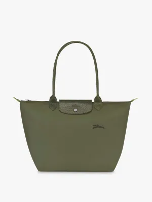 Forest Green recycled canvas large shoulder bag