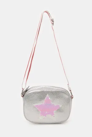 Girls Silver Embellished Crossbody Bag