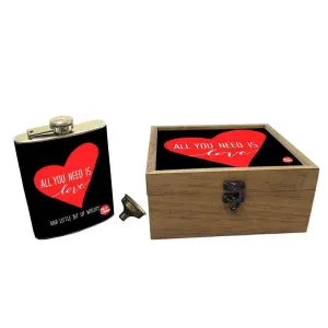 Hip Flask Gift Box -All You Need is Love Black