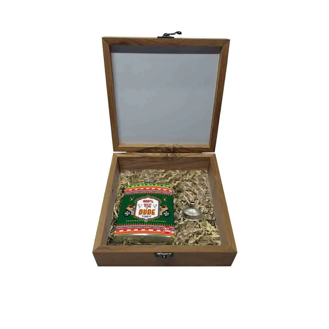 Hip Flask Gift Box -Indian Kitsch Quirky Design - Suddh Dude