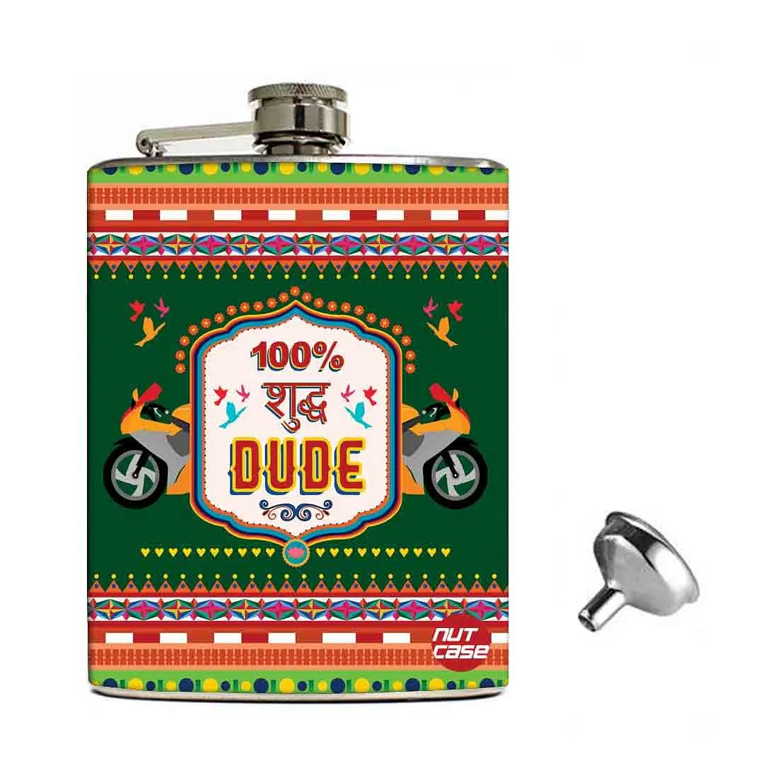 Hip Flask Gift Box -Indian Kitsch Quirky Design - Suddh Dude