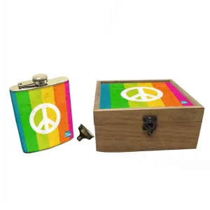 Hip Flask Gift Box -Rainbow Peace