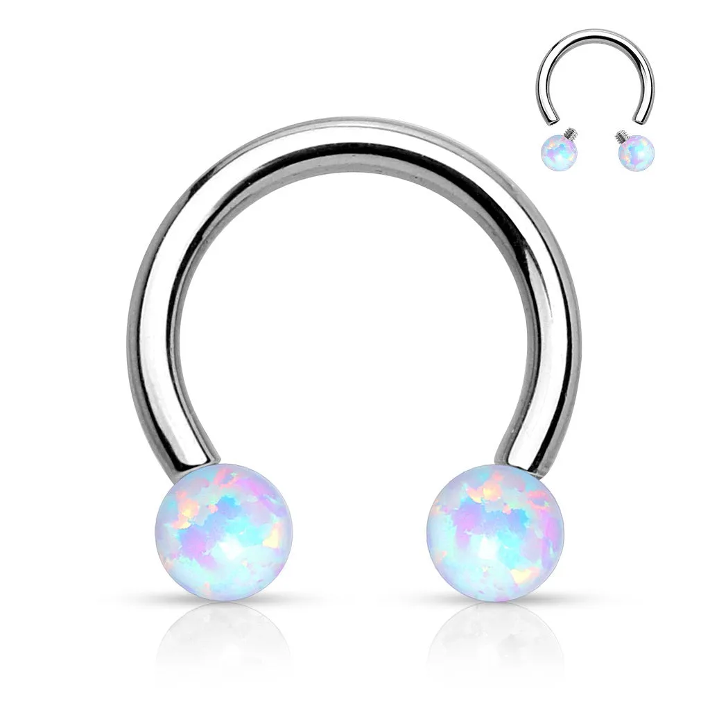 Horseshoe - 16g - Opal White