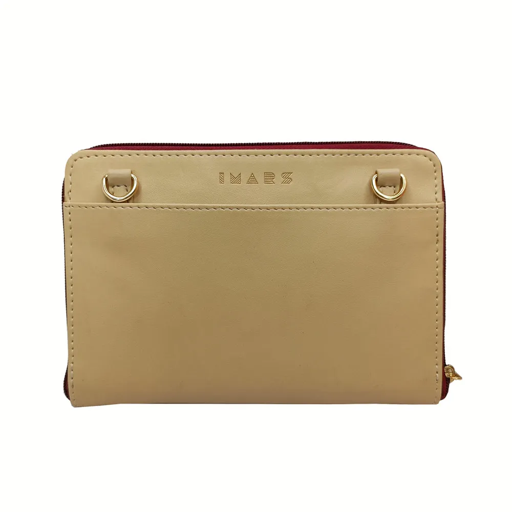 IMARS Stylish Crossbody Cream For Women & Girls (Wallet) Made With Faux Leather