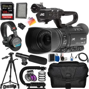 JVC GY-HM180 Ultra HD 4K Camcorder |SanDisk 64GB MC, 72 Professional Tripod, Tripod Dolly, Professional Carrying Case, and More