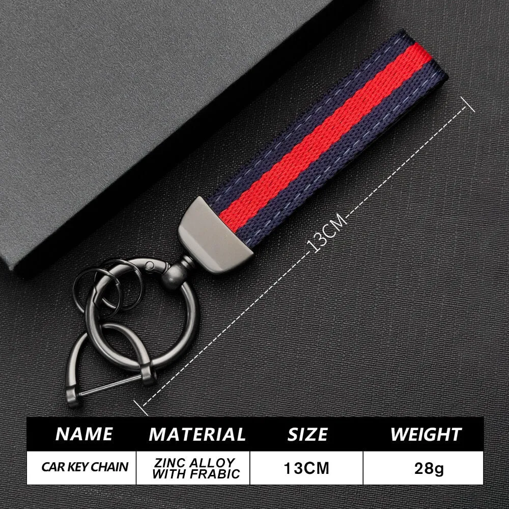 Keyzone unisex fabric striped keychain keyring keyholder for car keys (KR03)