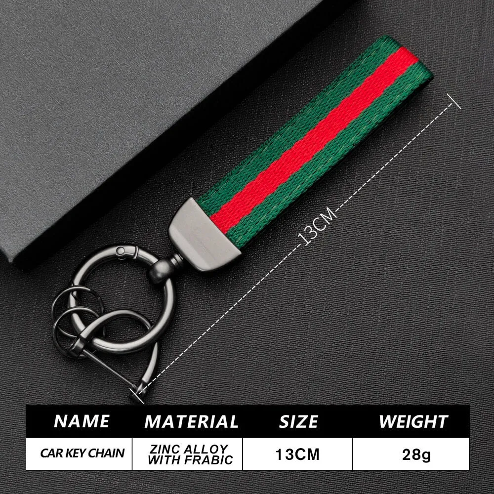 Keyzone unisex fabric striped keychain keyring keyholder for car keys (KR03)