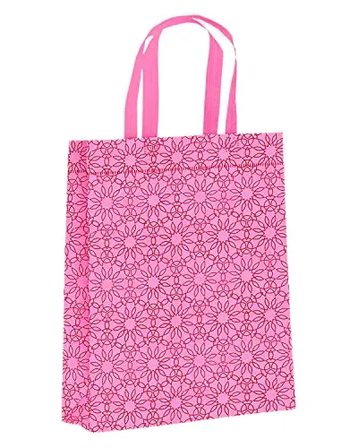 Kuber Industries Carry Bag|Shopping bag With Handles|Shopping Bag For Grocery|Pack of 12 |PINK