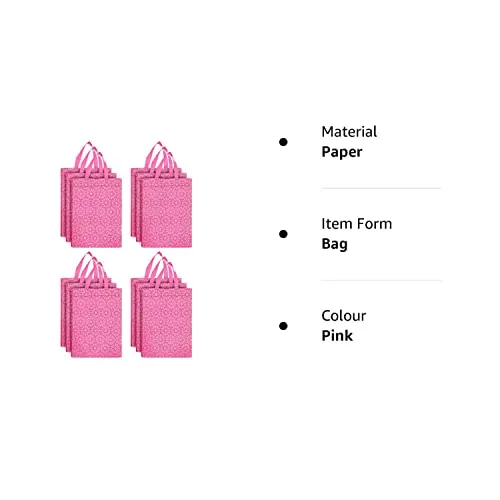 Kuber Industries Carry Bag|Shopping bag With Handles|Shopping Bag For Grocery|Pack of 12 |PINK