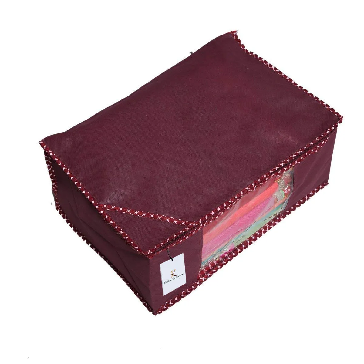 Kuber Industries Clothes Organizer For Wardrobe (Pack of 3) - Storage Organizer For Saree | Shirts | Salwar Suit | Lehenga - Dress Organizer For Wardrobe - Saree Covers With Zip (Maroon)