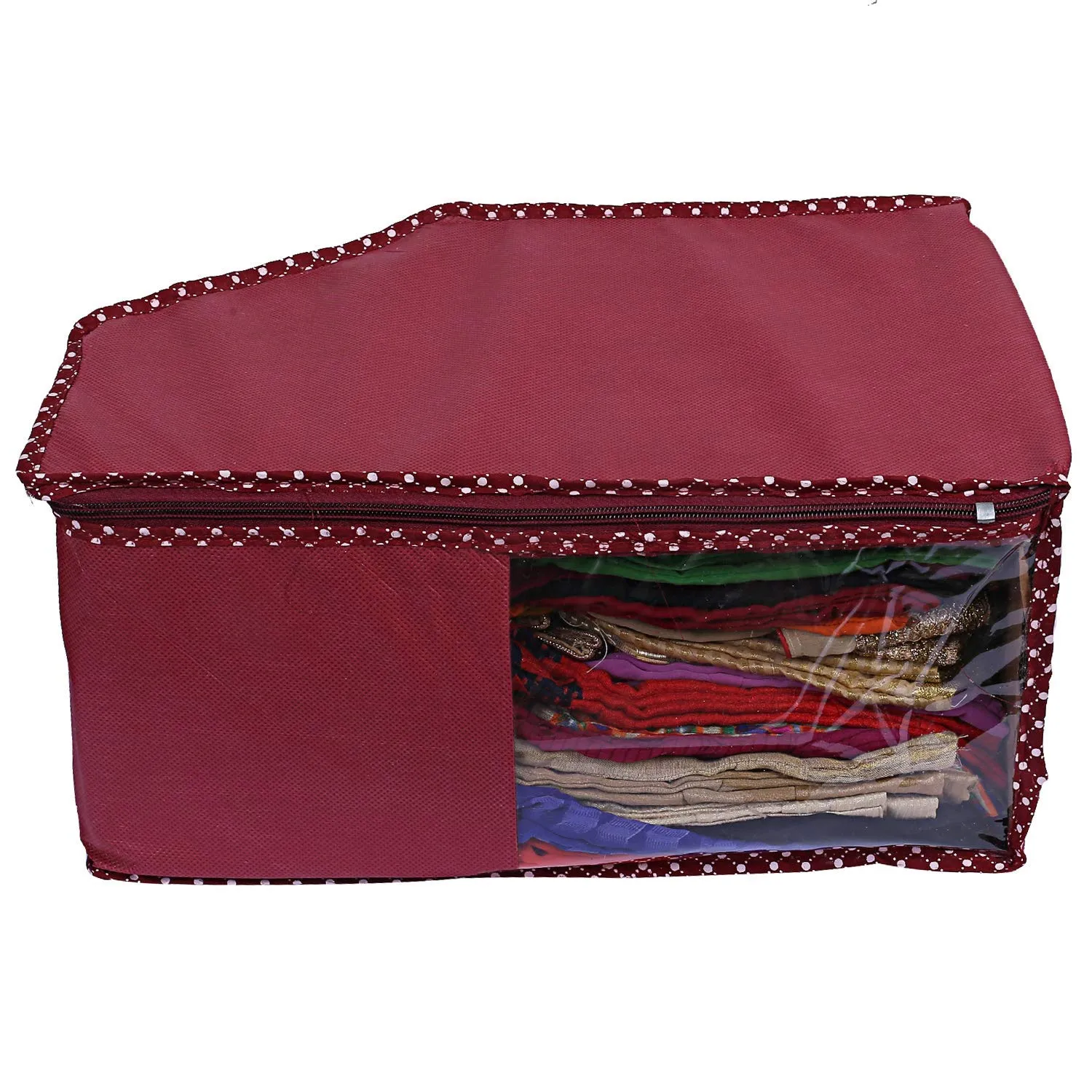 Kuber Industries Clothes Organizer For Wardrobe (Pack of 6) - Storage Organizer For Saree | Shirts | Salwar Kameez | Lehenga | Clothes - Dress Organizer For Wardrobe - Saree Covers With Zip (Maroon)