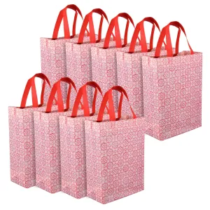 Kuber Industries Shopping Handbag | Grocery Handbag | Shopping Bag | Grocery Shopping Bag | Reusable Shopping Bags | Vegetable Bag | Star-Print Carry Bag | Pack of 9 | Pink