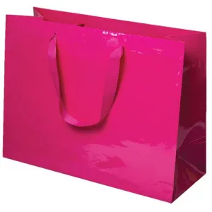 Laminated Manhattan Shopping Bags-Gloss-Pink- 16.0 x 6.0 x 12.0