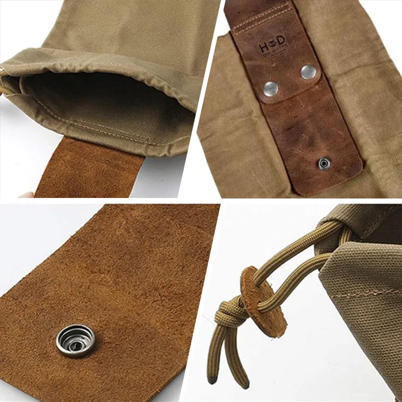 Leather and canvas bushcraft bag