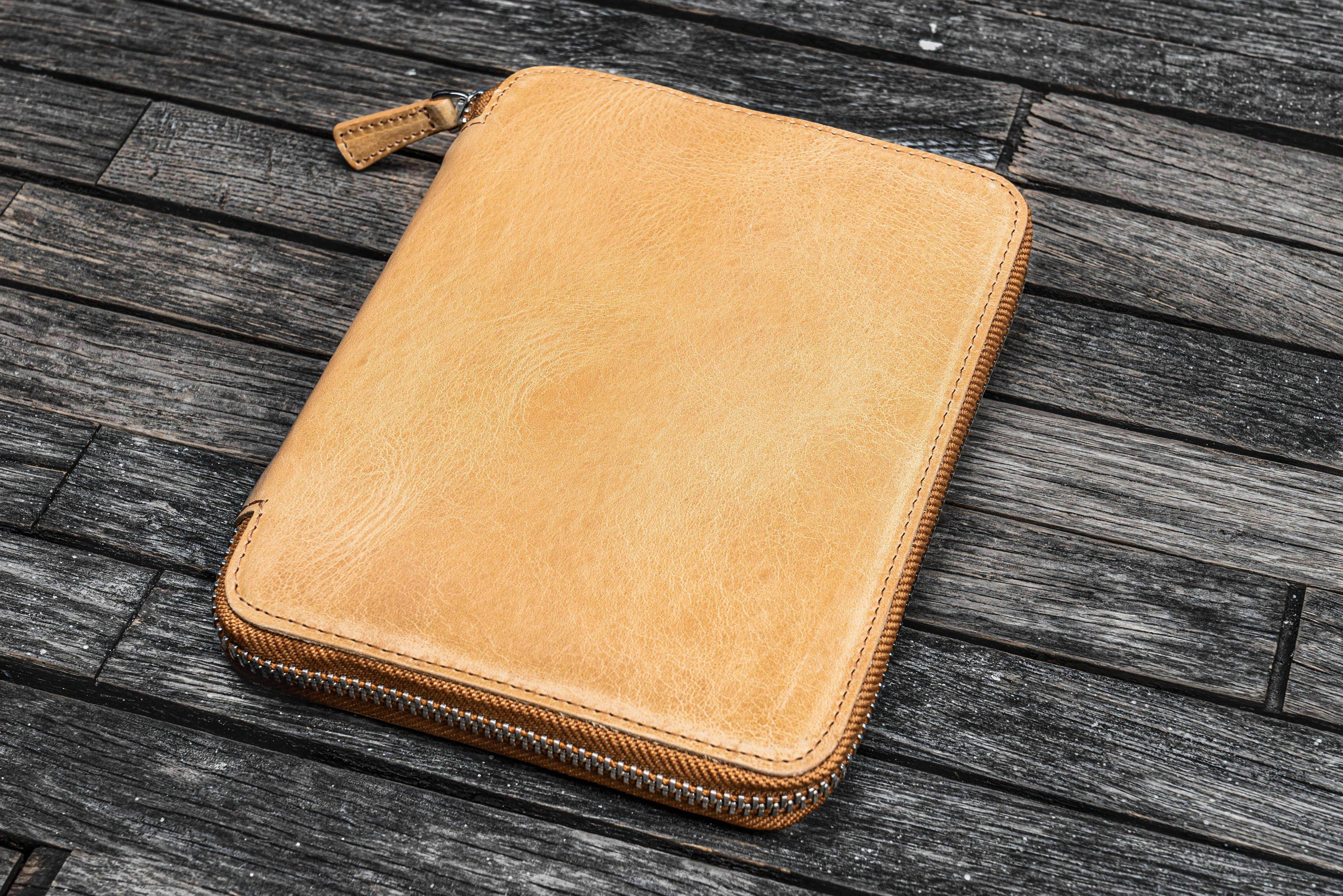 Leather Zippered B6 / B6 Slim Planner Folio - Crazy Horse Honey Ochre