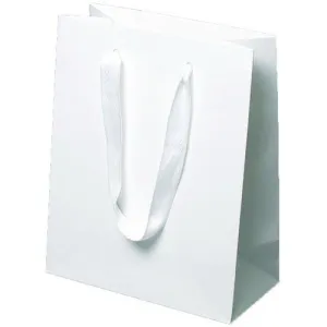 Manhattan Twill Handle Shopping Bags-White - 8.0 x 4.0 x 10.0