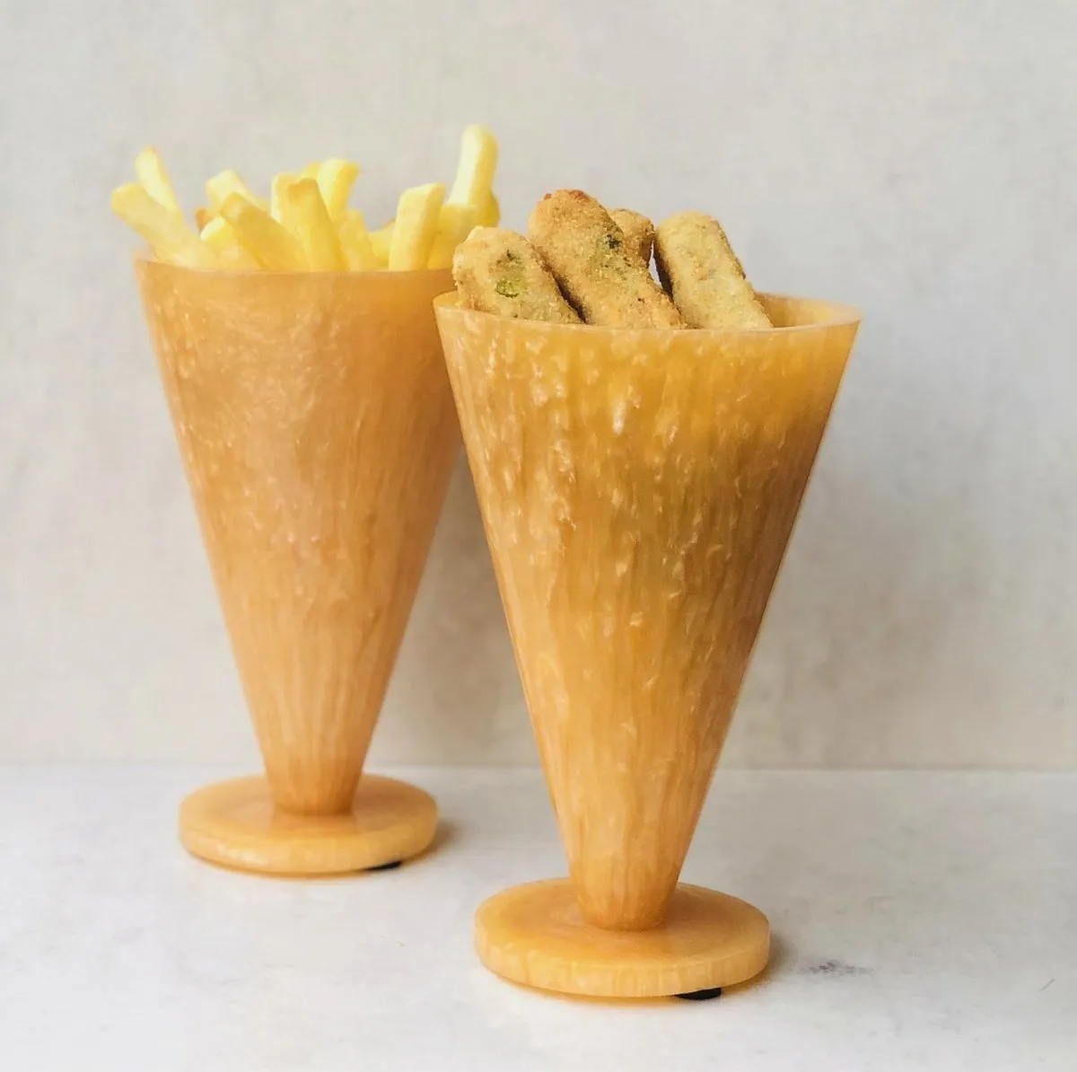 MDF Cone Snack Holder (Orange)- Set of 2