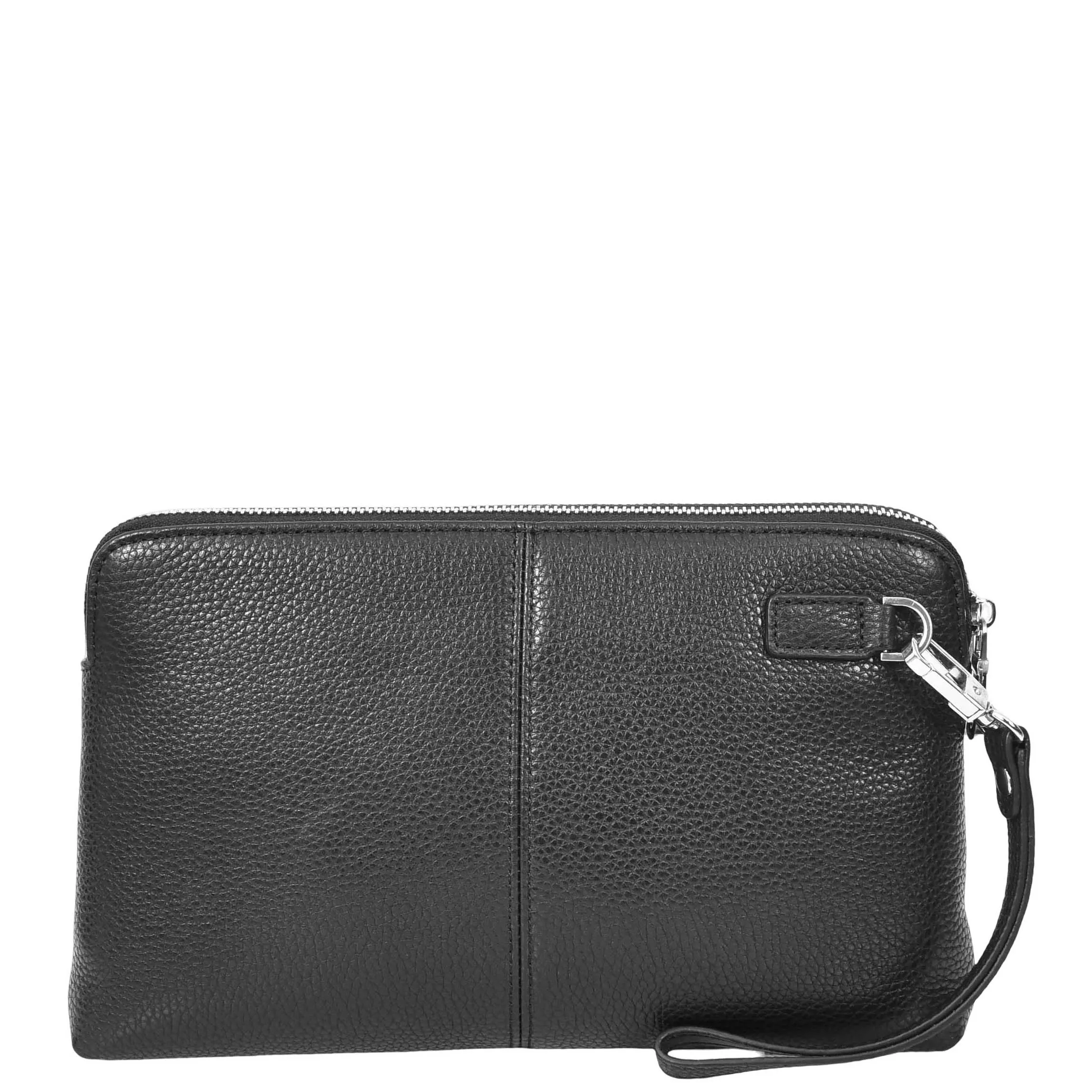 Mens Leather Clutch Bag Mobile Pouch Travel Wrist Bag Purse Handbag A607 Black