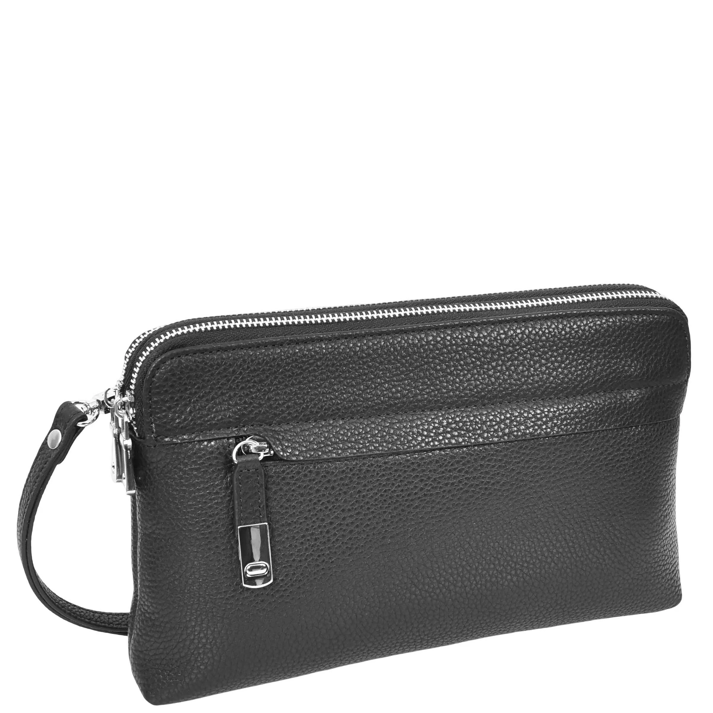 Mens Leather Clutch Bag Mobile Pouch Travel Wrist Bag Purse Handbag A607 Black