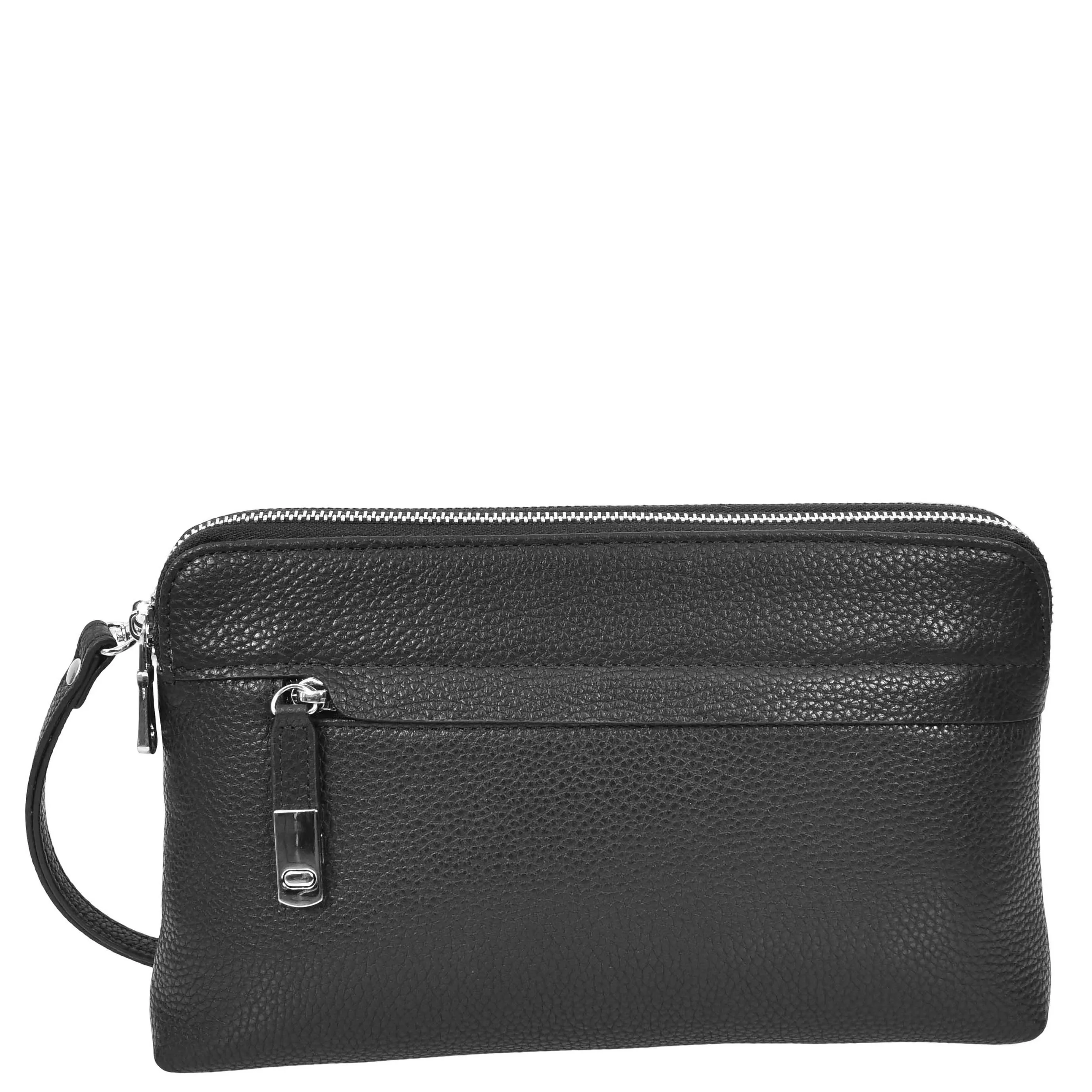 Mens Leather Clutch Bag Mobile Pouch Travel Wrist Bag Purse Handbag A607 Black