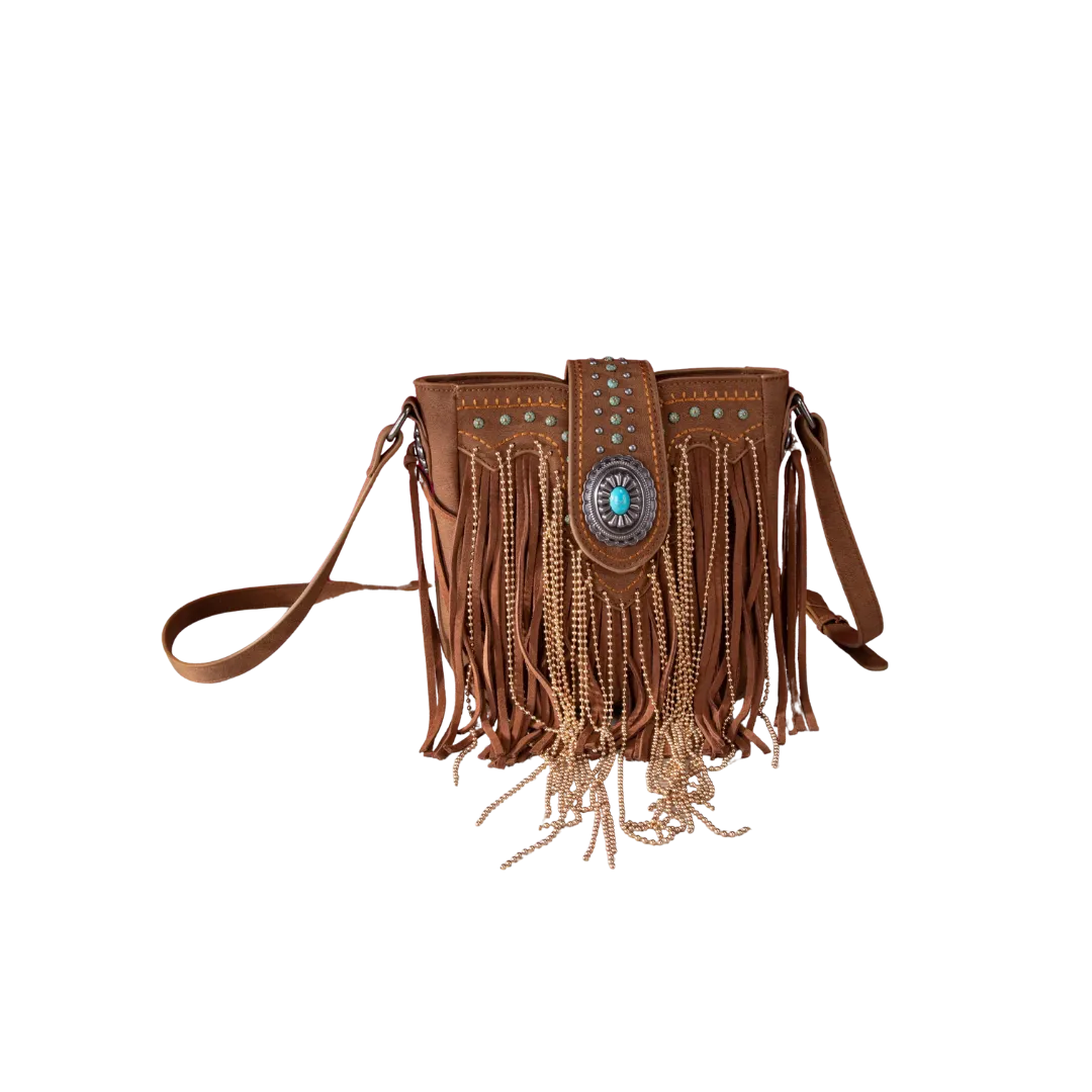 Montana Women's West Fringe Collection Brown Crossbody