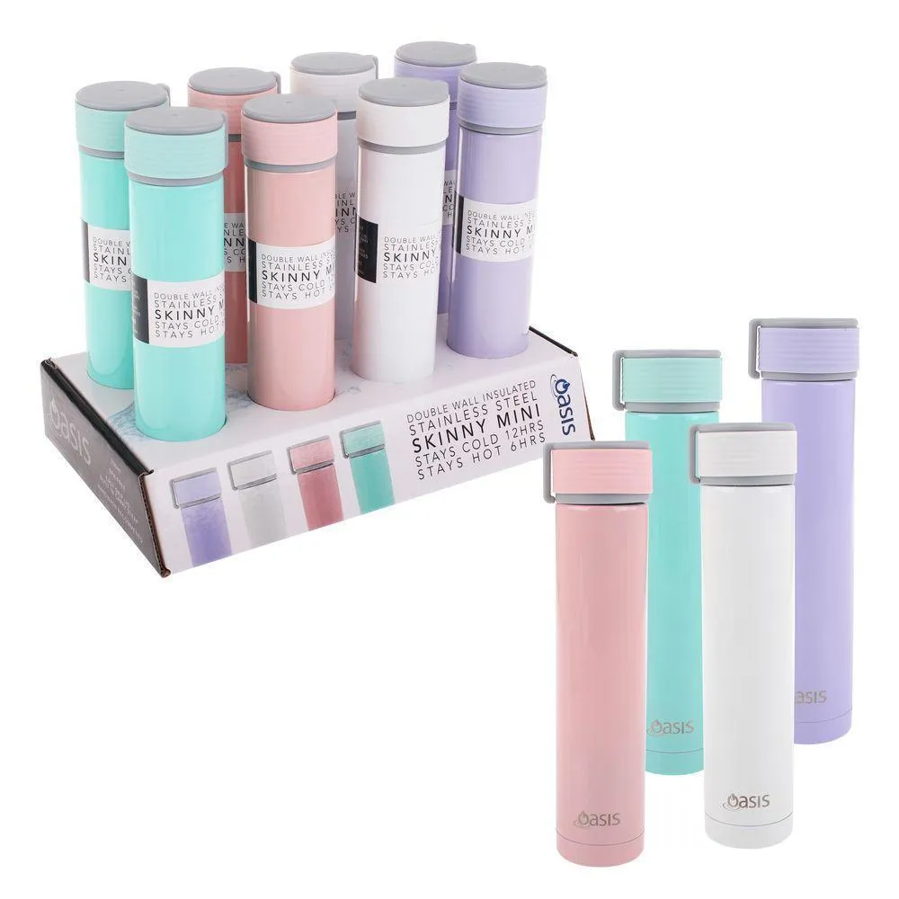 Oasis 250ml Skinny Mini Pastel Insulated Water Bottle Pastels