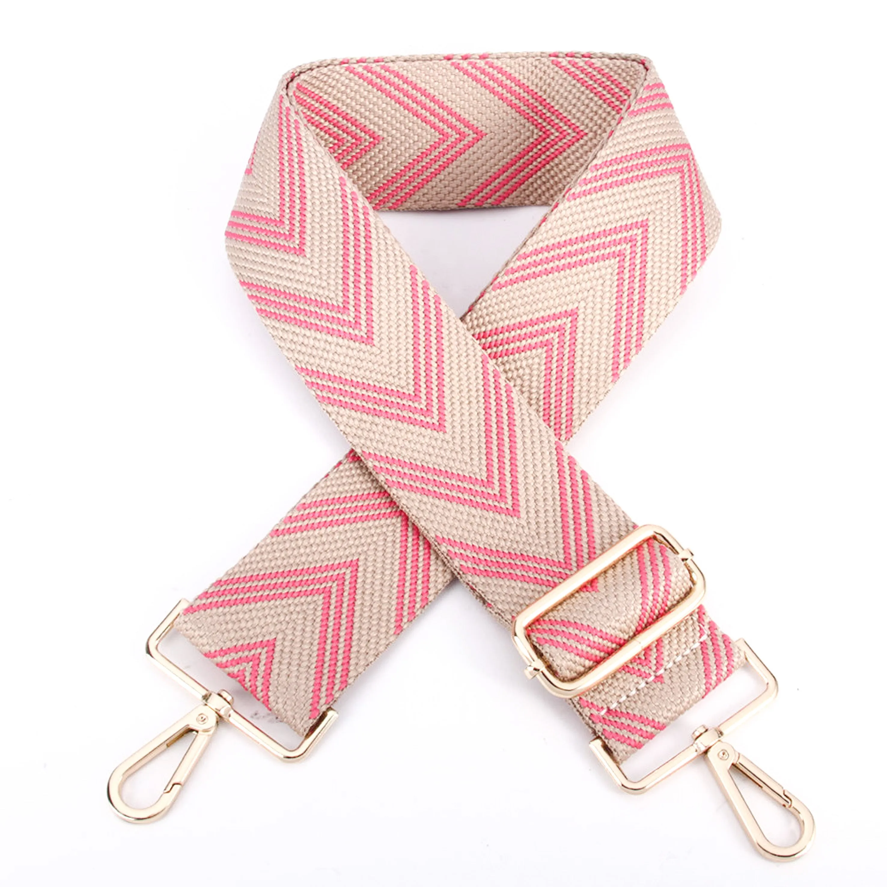 PINK & CREAM CHEVRON GUITAR STRAP