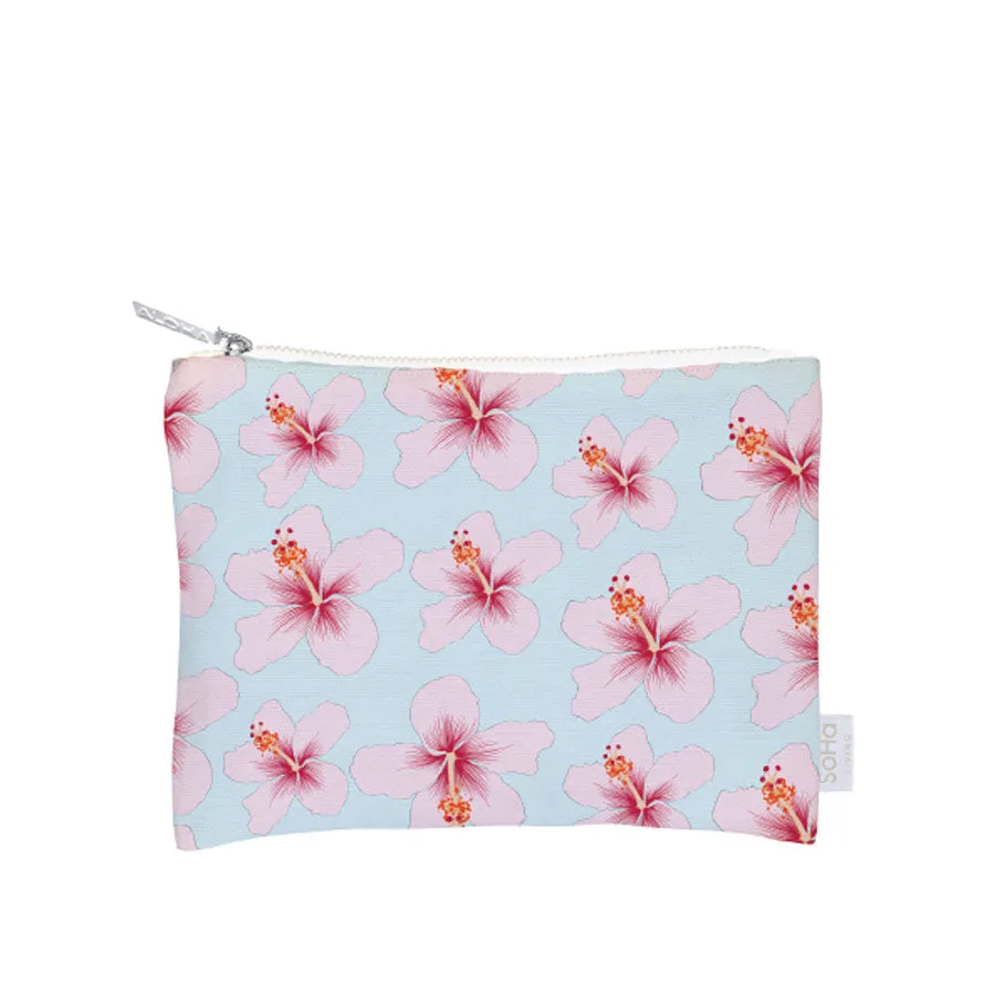 *Pink Hibiscus Neoprene Zipper Tote