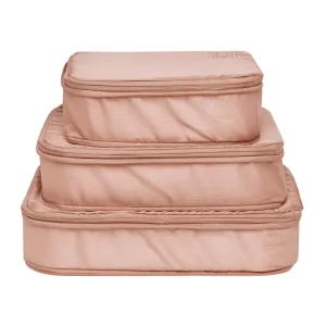 Re-cycled and Reinforced Nylon Compression Packing Cubes, 3-pack Pink/Blush