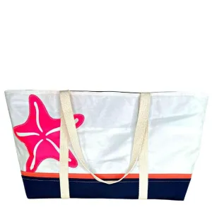 Recycled Sail Bag, Pink Starfish Tote