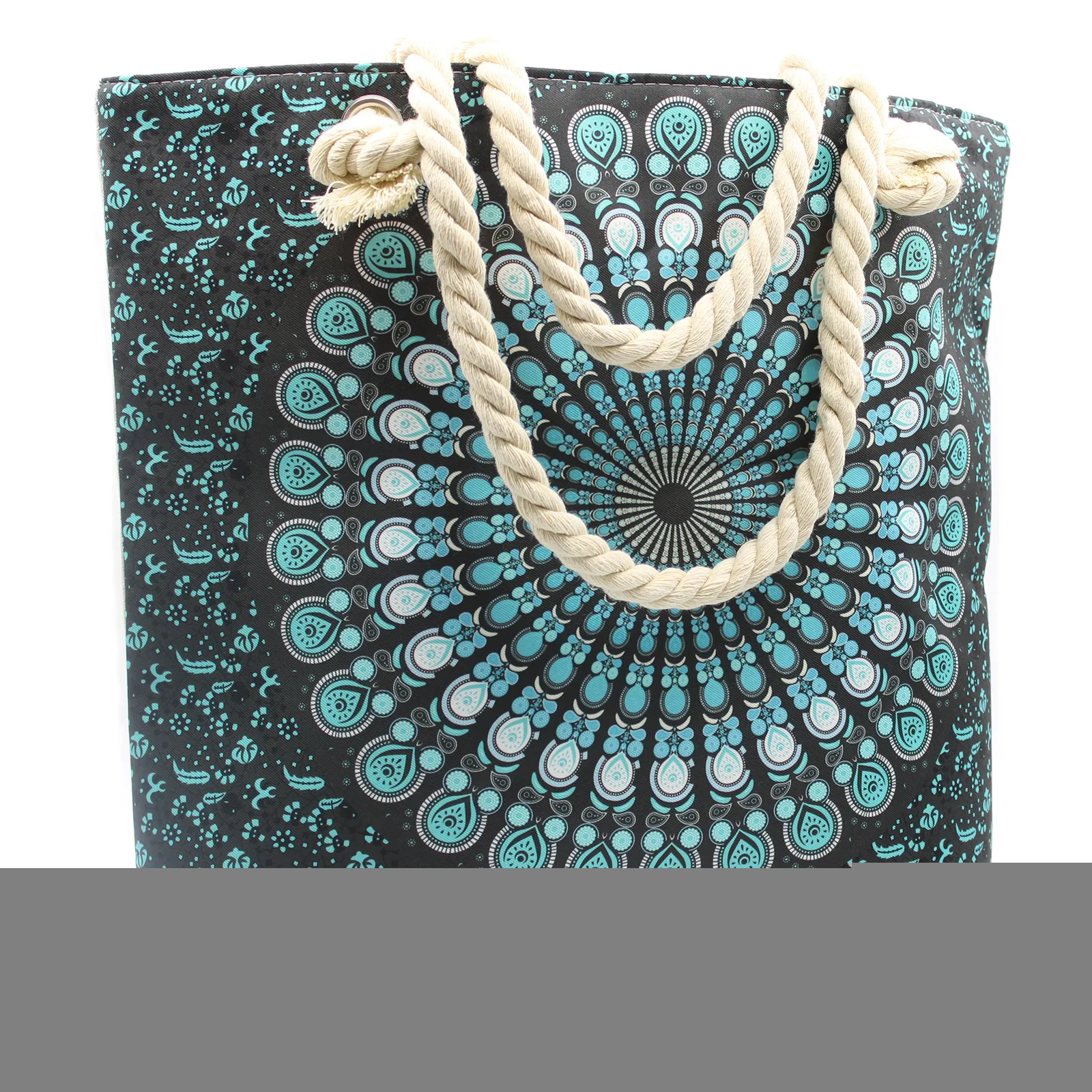 Stylish Rope Handle Mandela Bag in Deep Blue - Perfect for Shopping or Beach Days