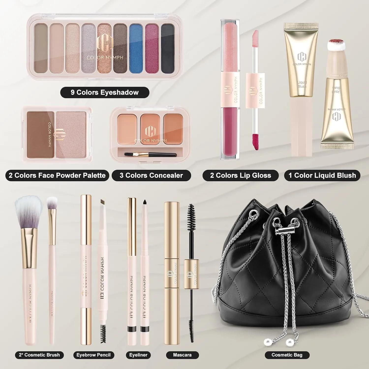 Teen Makeup Travel Kit with Bag - Full Face Set for Ages 8-12, Includes 9 Eyeshadows & More