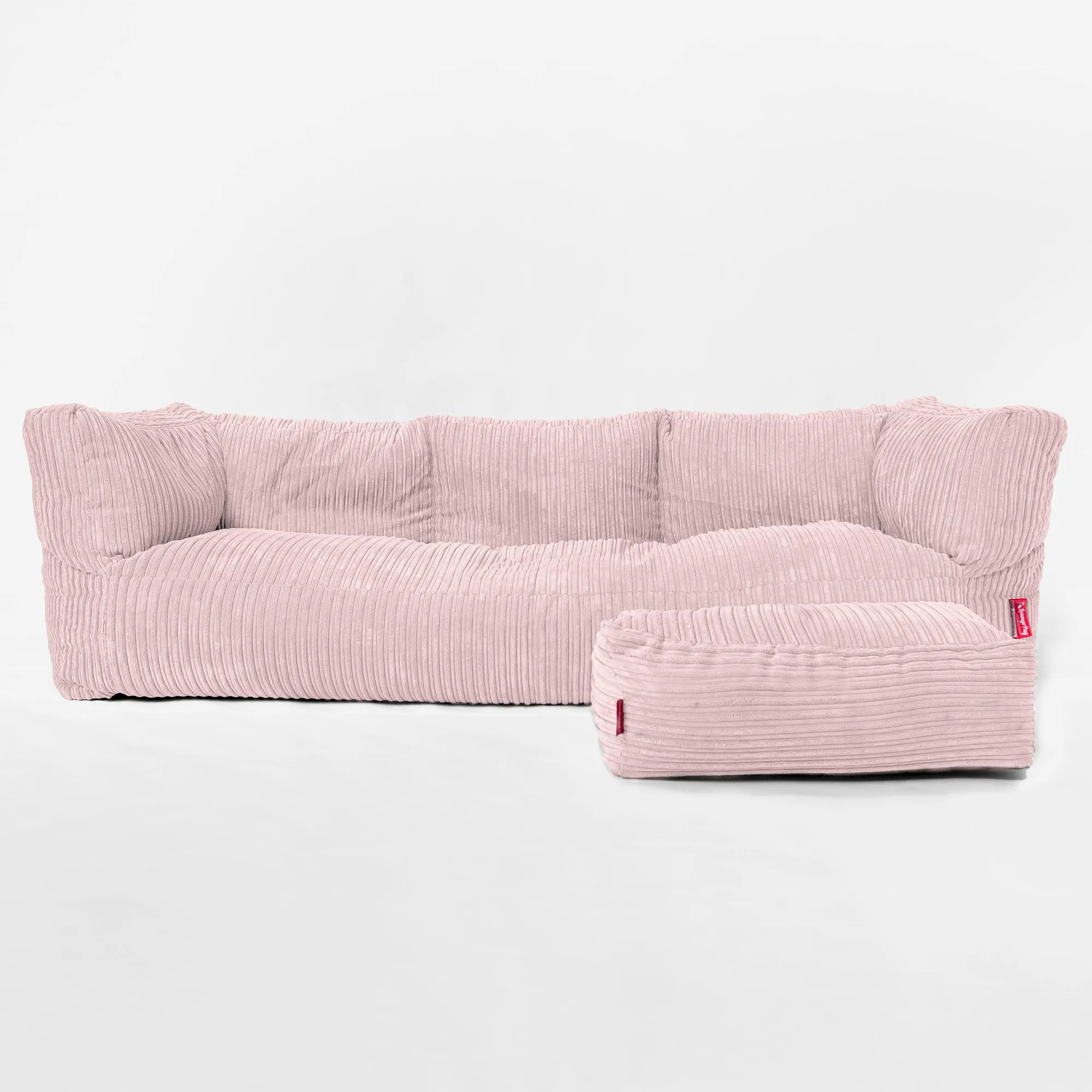 The 3 Seater Albert Sofa Bean Bag - Cord Blush Pink