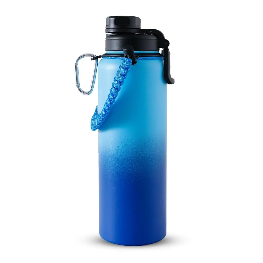 The Better Home Stainless Steel Insulated Water Bottles | 1200 ml Each | Thermos Flask Attachable to Bags & Gears | 6/12 hrs hot & Cold | Water Bottle for School Office Travel | Blue-Aqua