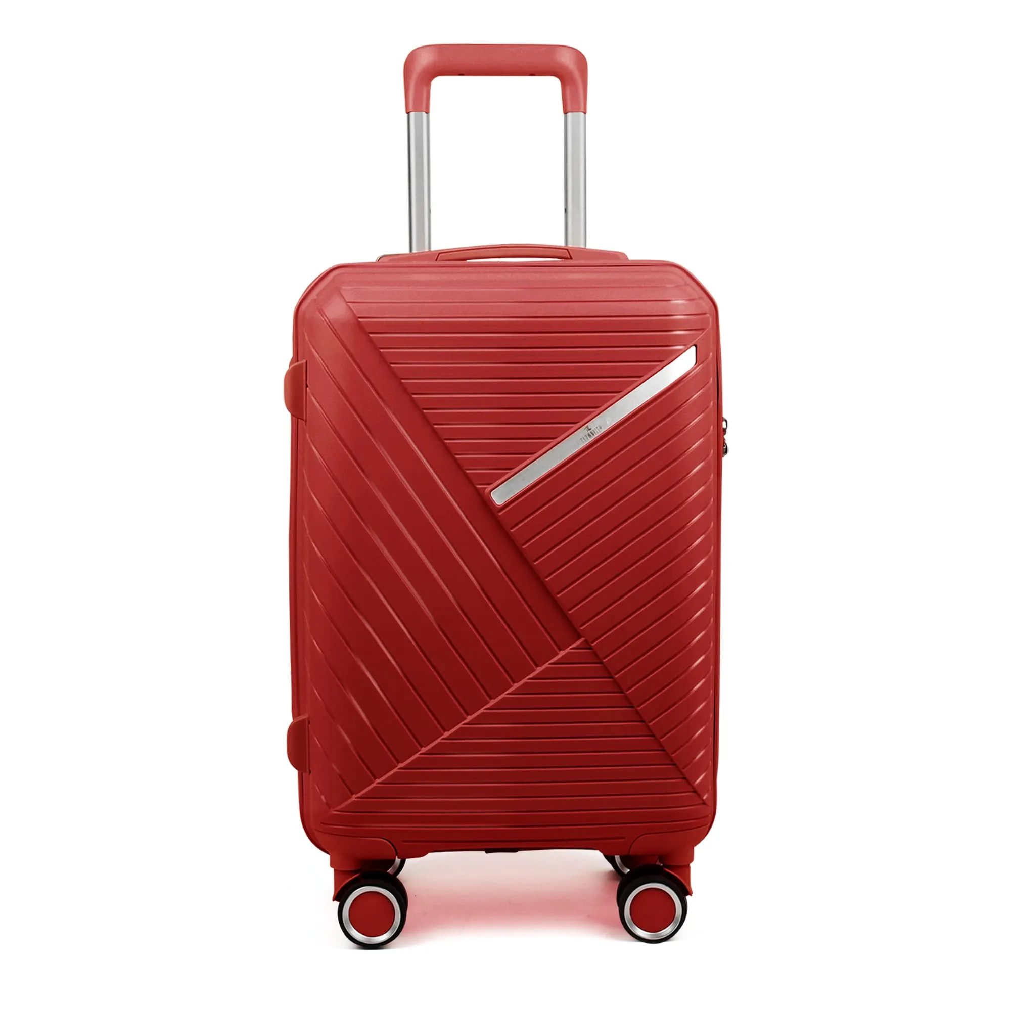 THE CLOWNFISH Denzel Series Luggage Polypropylene Hard Case Suitcase Eight Wheel Trolley Bag with TSA Lock-Red (Medium size, 66 cm-26 inch)