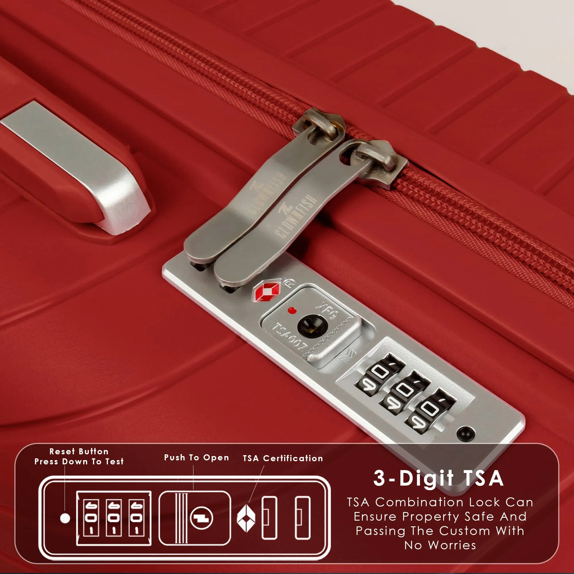 THE CLOWNFISH Denzel Series Luggage Polypropylene Hard Case Suitcase Eight Wheel Trolley Bag with TSA Lock-Red (Medium size, 66 cm-26 inch)