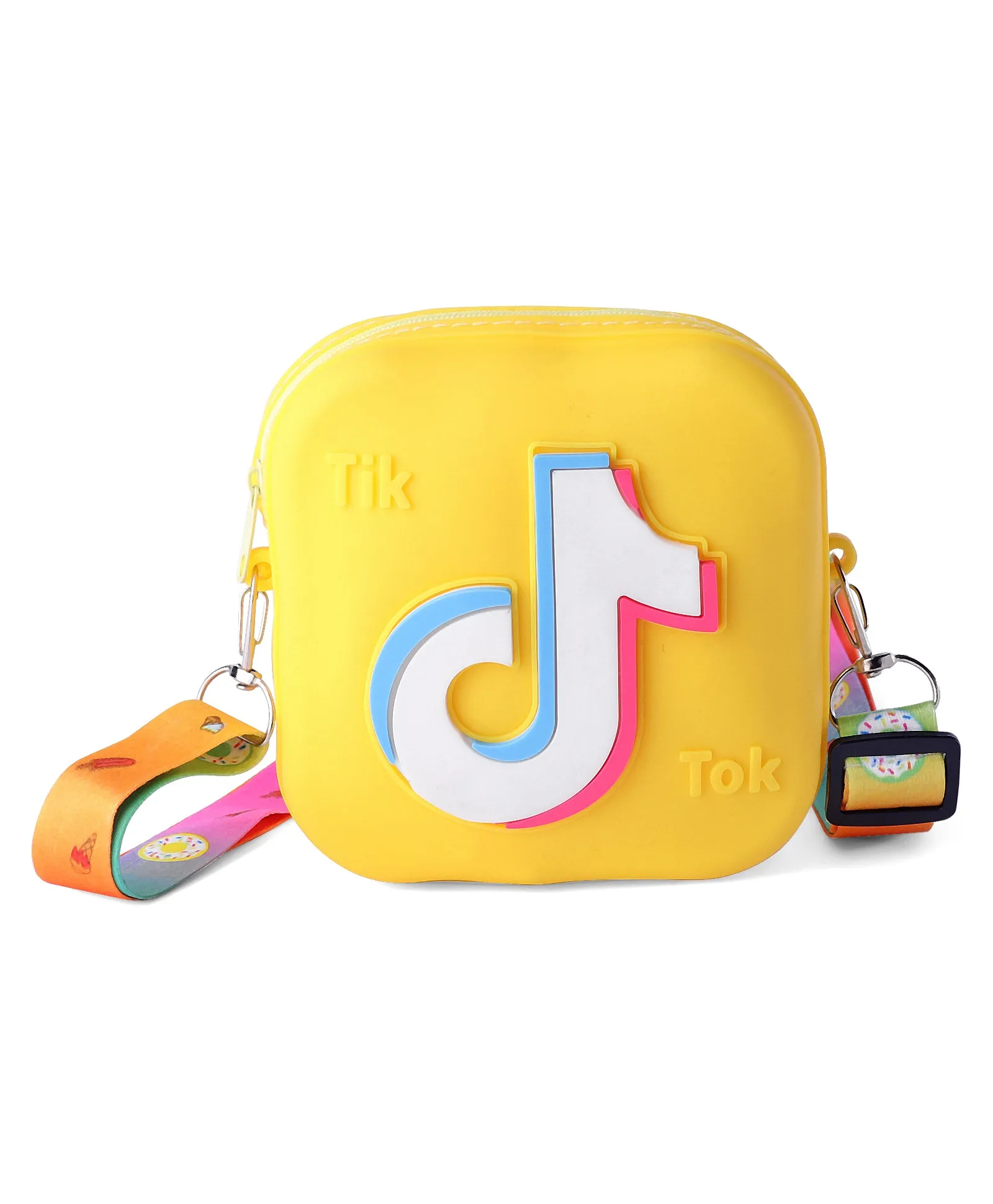 TIK-TOK PATCH SILICON SLING BAG - YELLOW