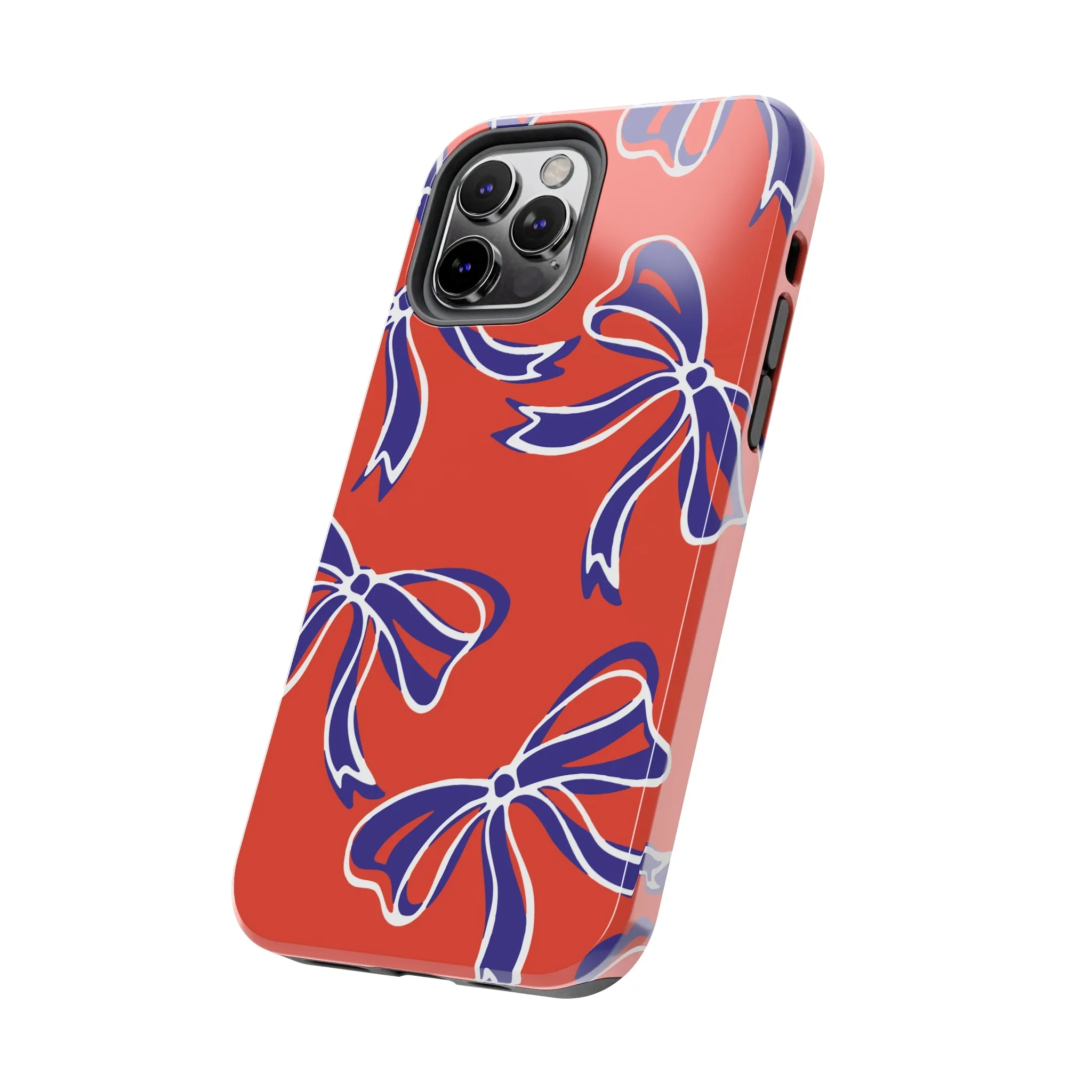 Trendy Bow Phone Case, Bed Party Bow Iphone case, Bow Phone Case, - Clemson, Purple and Orange